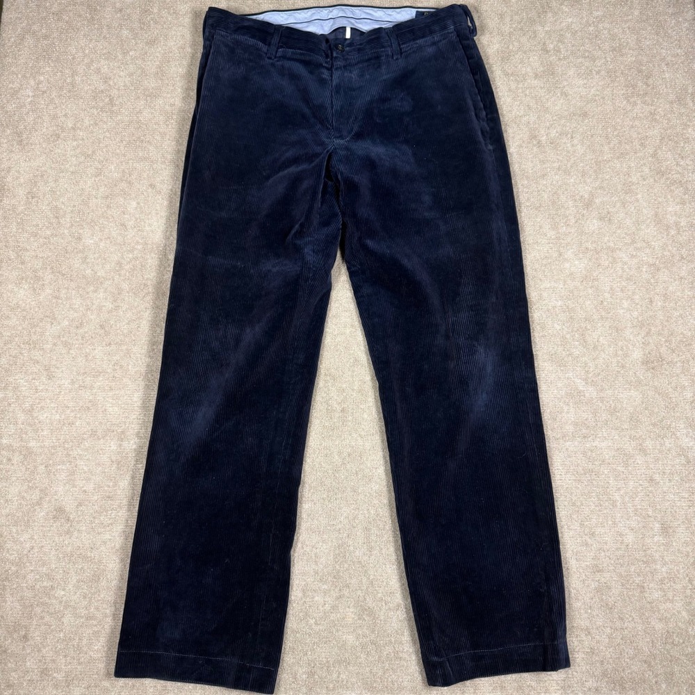 Polo Ralph Lauren Mens Navy Blue Corduroy Classic Fit Pants 33x29 Straight Leg